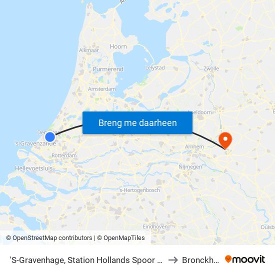 'S-Gravenhage, Station Hollands Spoor (Perron A) to Bronckhorst map