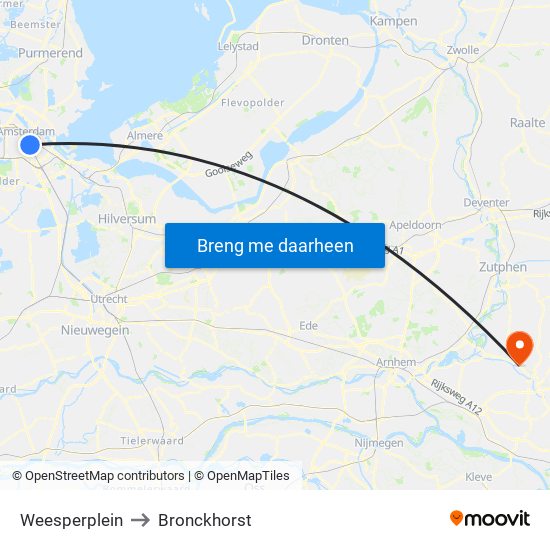 Weesperplein to Bronckhorst map