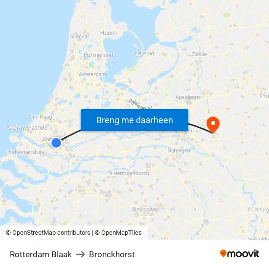 Rotterdam Blaak to Bronckhorst map