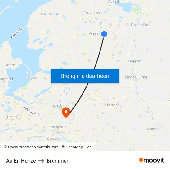 Aa En Hunze to Brummen map
