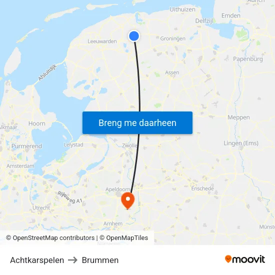 Achtkarspelen to Brummen map