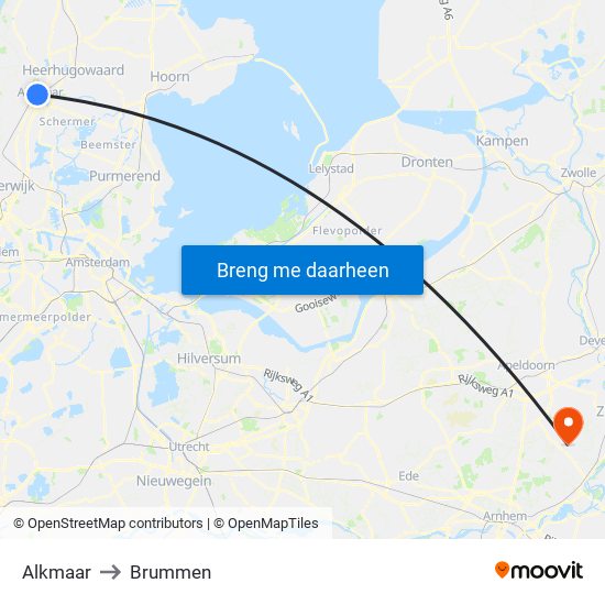 Alkmaar to Brummen map