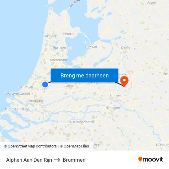 Alphen Aan Den Rijn to Brummen map