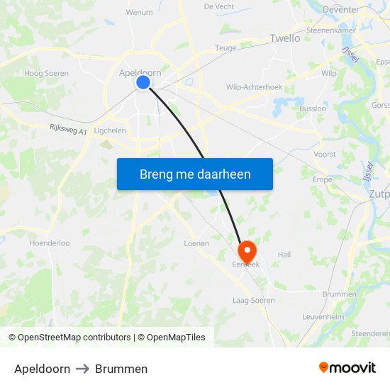Apeldoorn to Brummen map