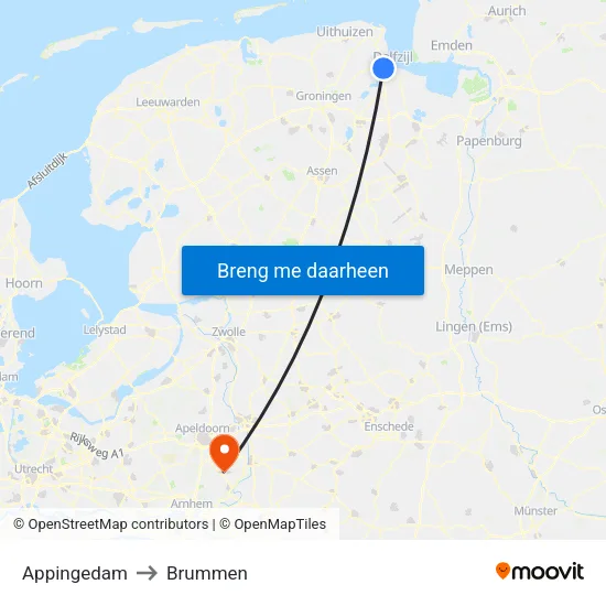 Appingedam to Brummen map