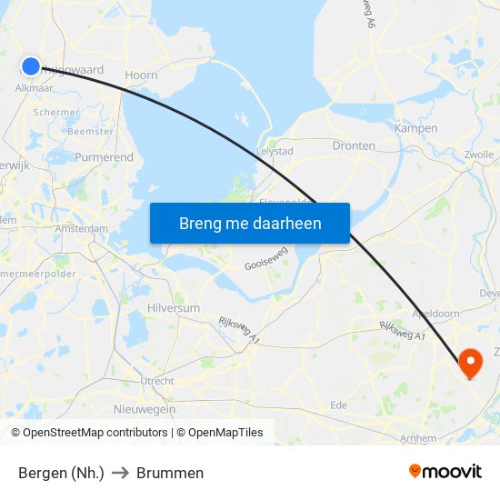 Bergen (Nh.) to Brummen map