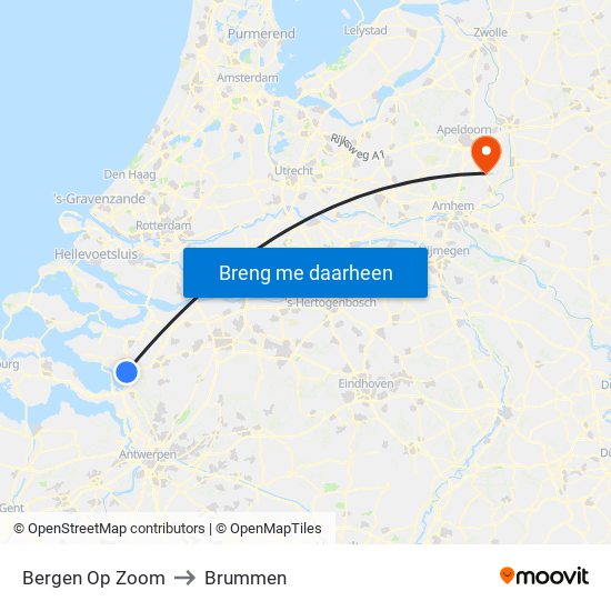 Bergen Op Zoom to Brummen map