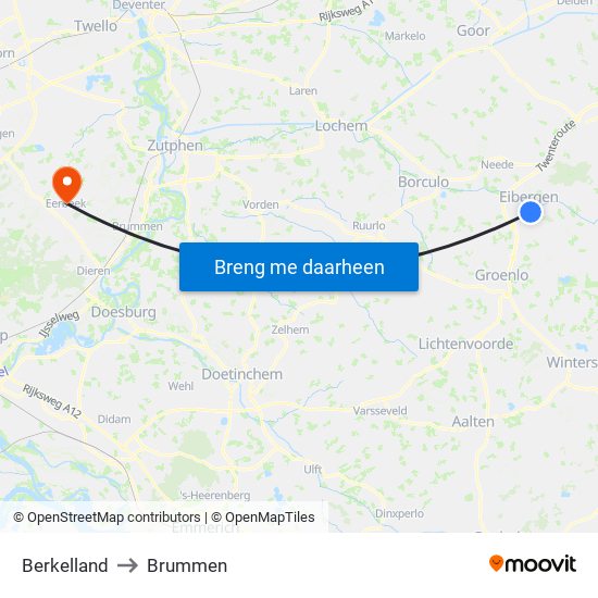 Berkelland to Brummen map