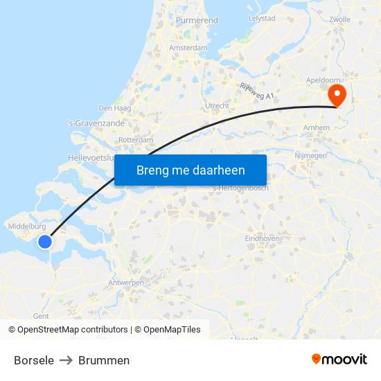 Borsele to Brummen map