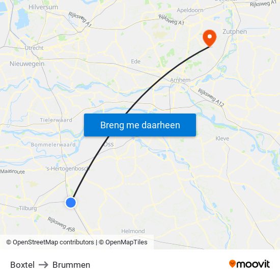 Boxtel to Brummen map