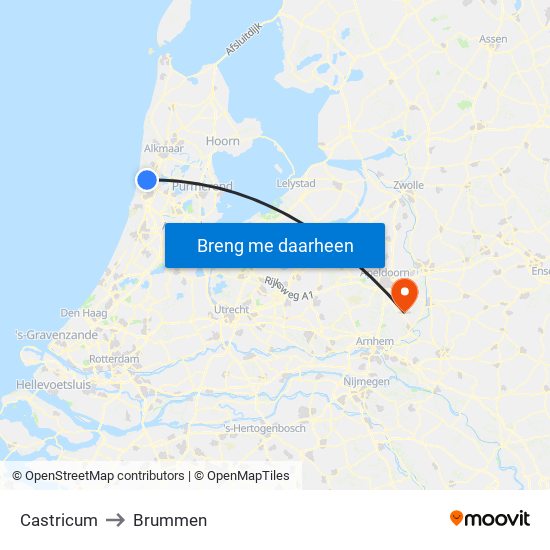 Castricum to Brummen map
