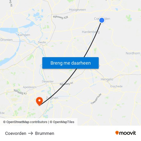 Coevorden to Brummen map