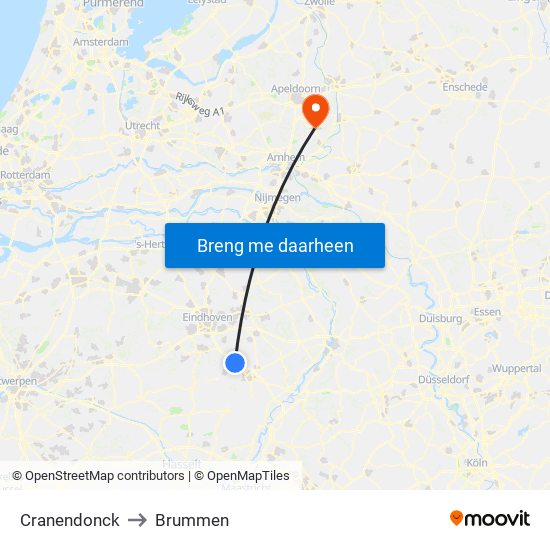Cranendonck to Brummen map