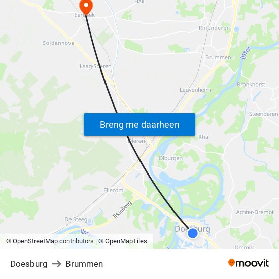 Doesburg to Brummen map