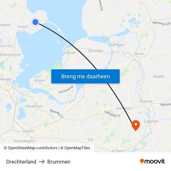 Drechterland to Brummen map