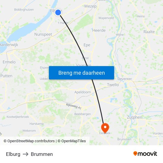 Elburg to Brummen map