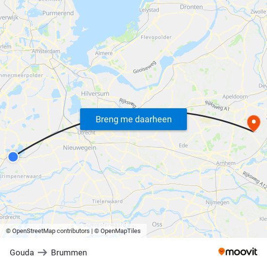 Gouda to Brummen map