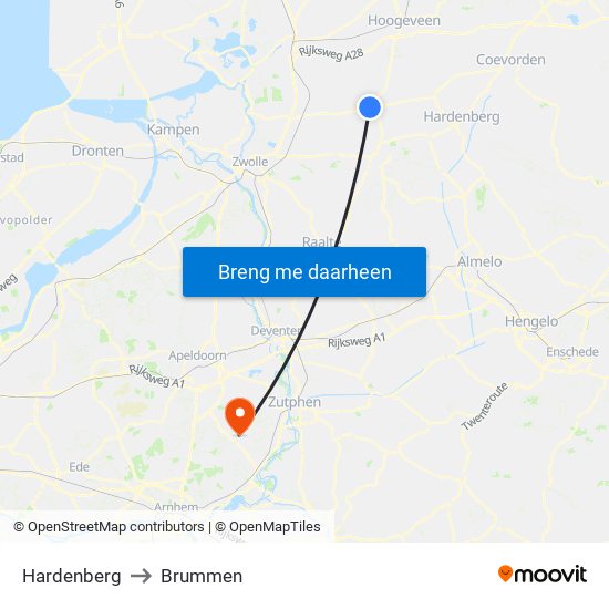 Hardenberg to Brummen map