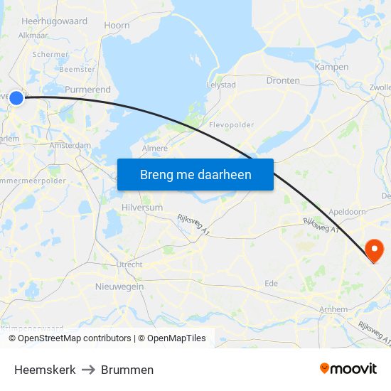 Heemskerk to Brummen map