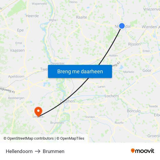 Hellendoorn to Brummen map