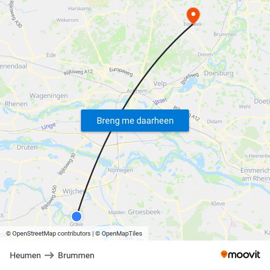 Heumen to Brummen map