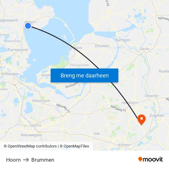 Hoorn to Brummen map