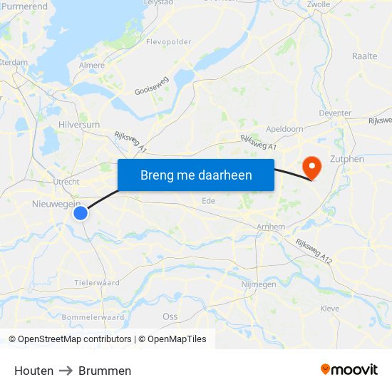 Houten to Brummen map