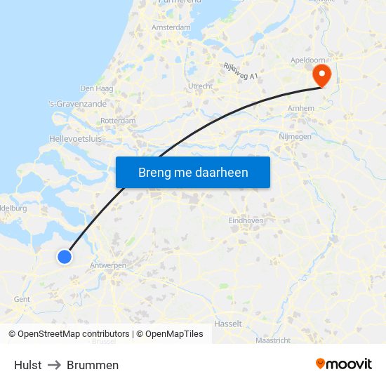 Hulst to Brummen map