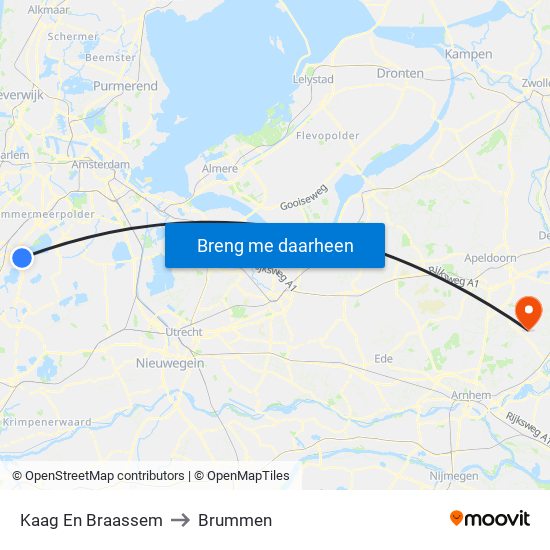 Kaag En Braassem to Brummen map