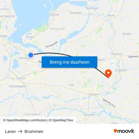 Laren to Brummen map