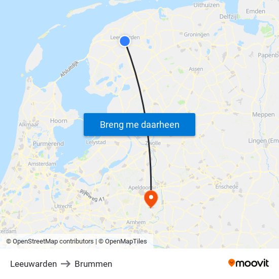 Leeuwarden to Brummen map