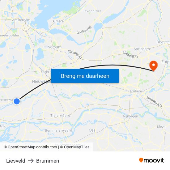 Liesveld to Brummen map