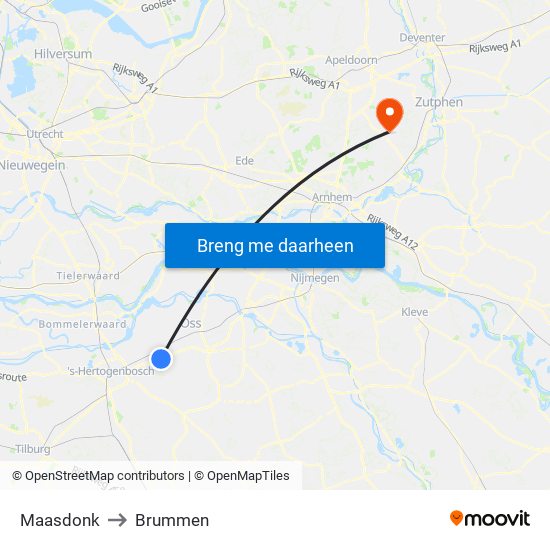 Maasdonk to Brummen map