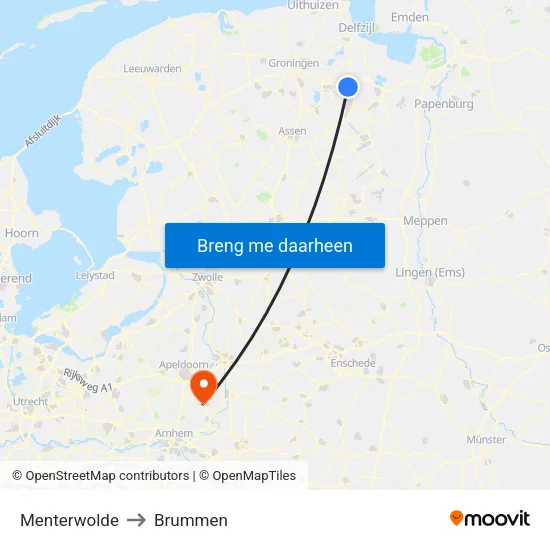 Menterwolde to Brummen map