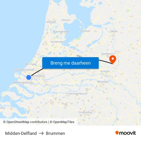 Midden-Delfland to Brummen map