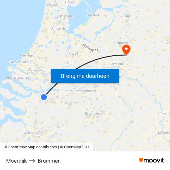 Moerdijk to Brummen map