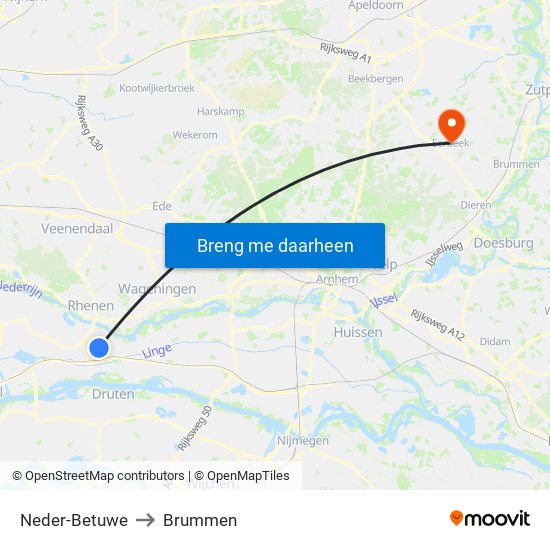 Neder-Betuwe to Brummen map