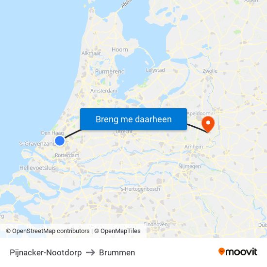 Pijnacker-Nootdorp to Brummen map