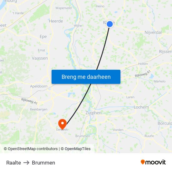 Raalte to Brummen map