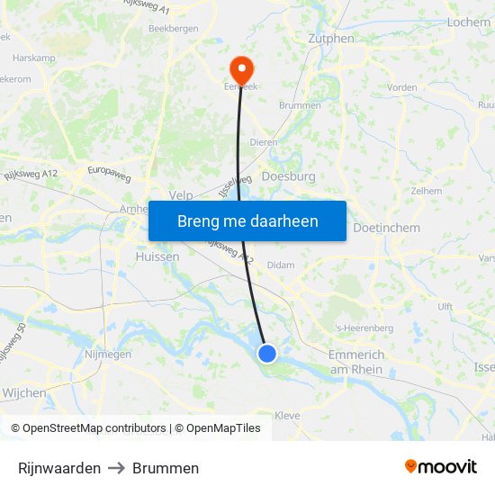 Rijnwaarden to Brummen map