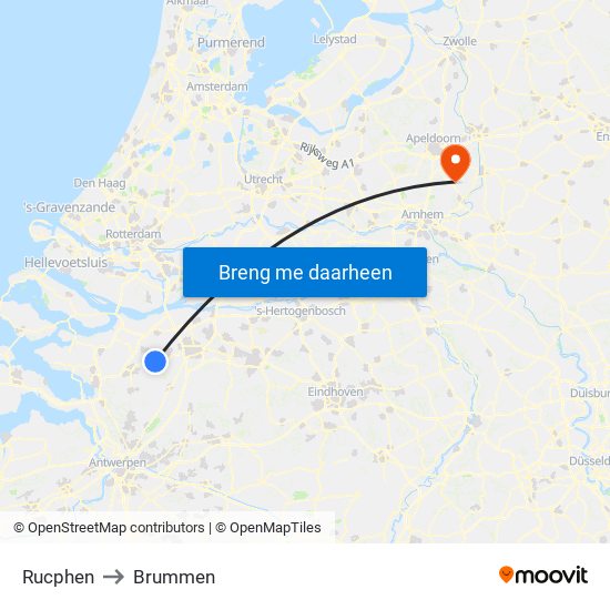 Rucphen to Brummen map