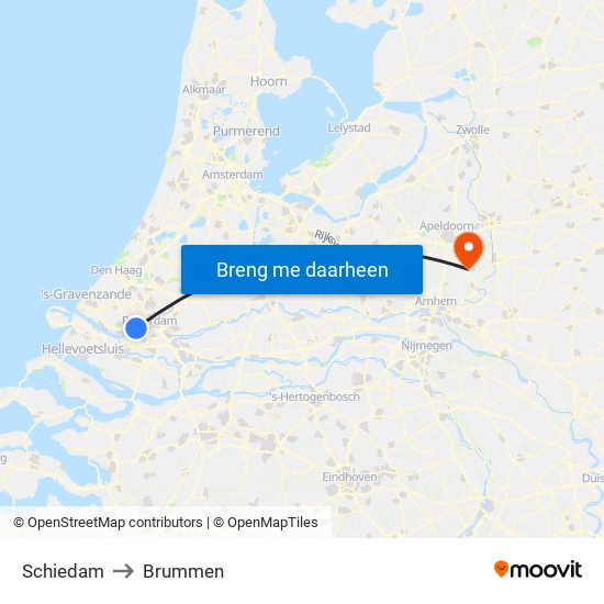 Schiedam to Brummen map