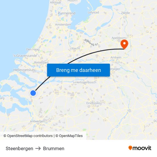 Steenbergen to Brummen map