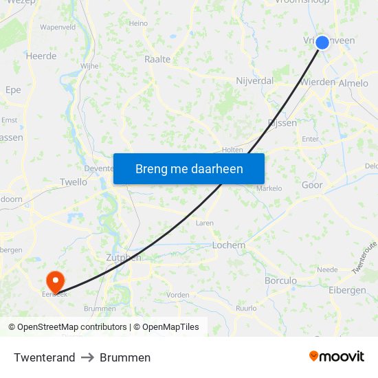 Twenterand to Brummen map