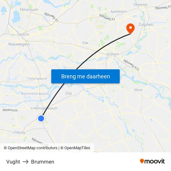 Vught to Brummen map