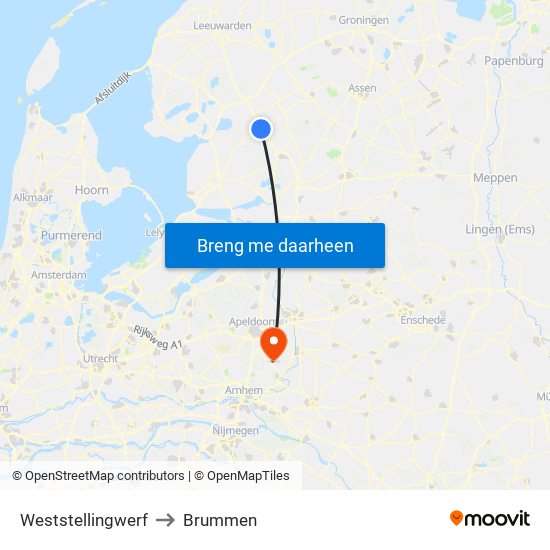Weststellingwerf to Brummen map