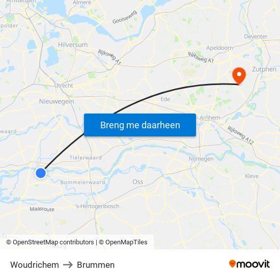 Woudrichem to Brummen map