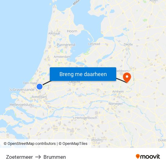 Zoetermeer to Brummen map