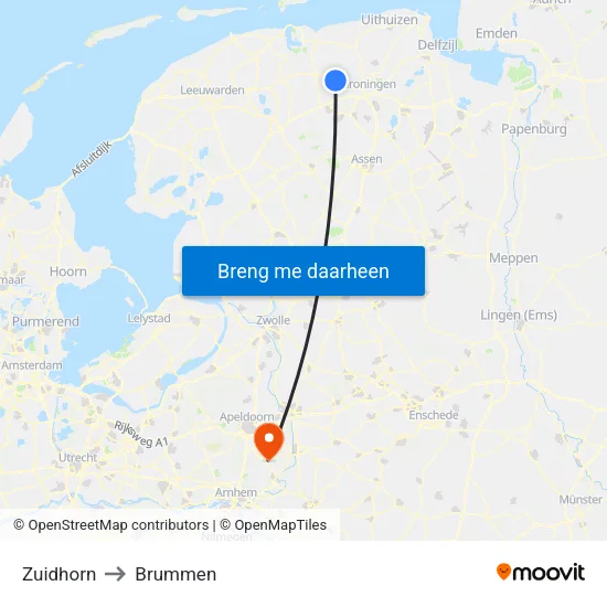 Zuidhorn to Brummen map