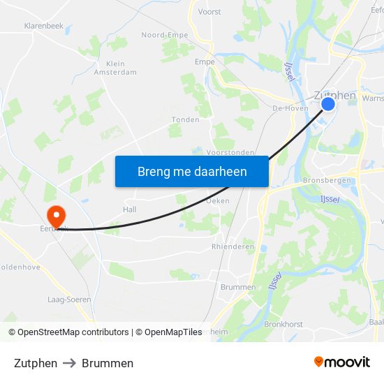Zutphen to Brummen map